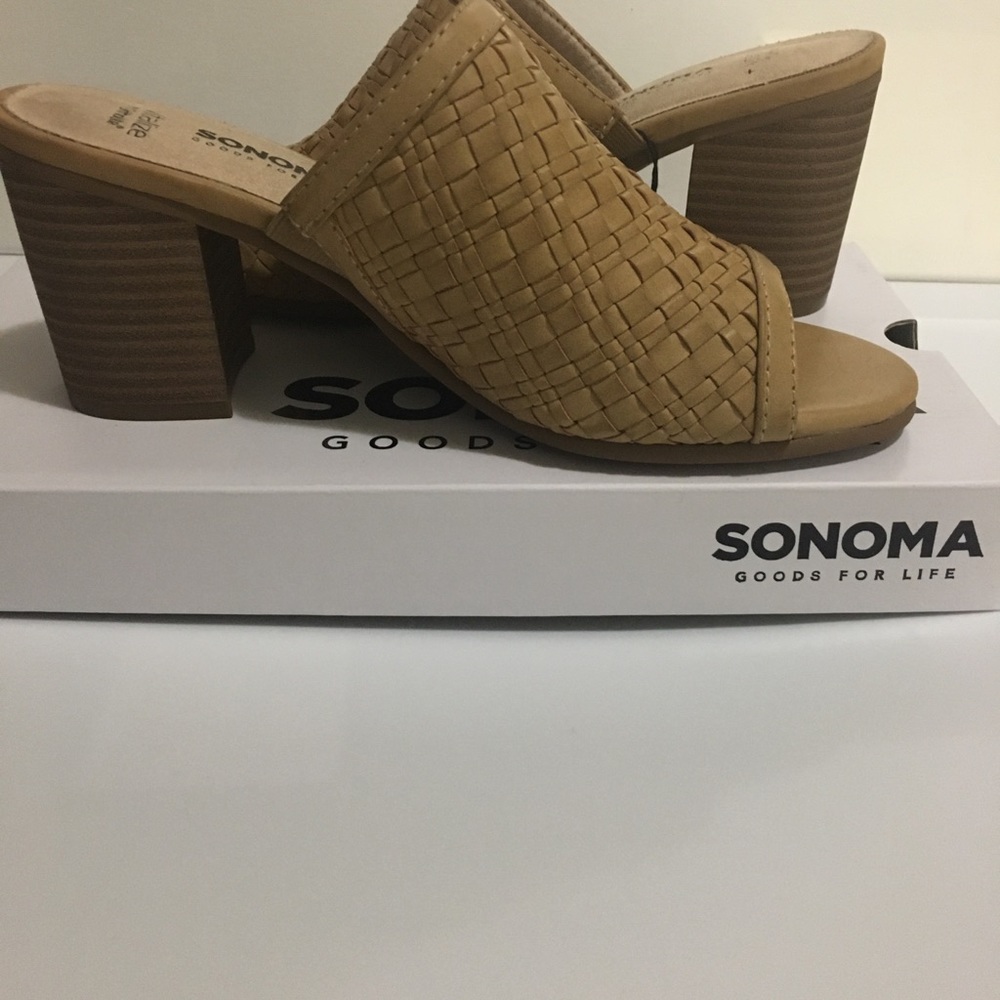 Sonoma Woven Tan Open-Toe Block Heel Sandal - Picture 10 of 13